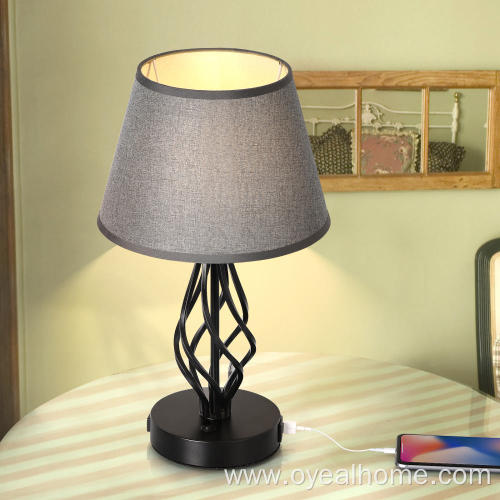 Traditional Bedside Lamp with USB Ports